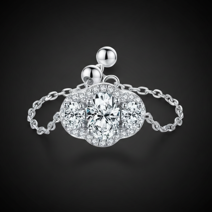 CAROVA Luxury - 925 Silber Kettenring – Verstellbar & Funkelnd