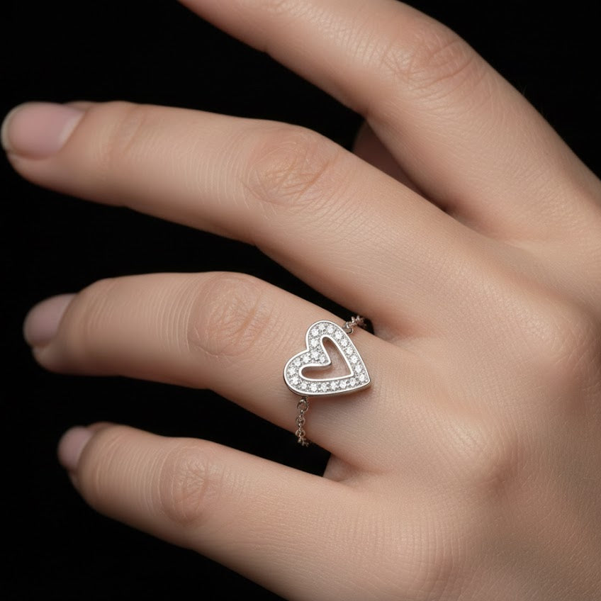 CAROVA Luxury - 925 Silber Kettenring – Verstellbar & Funkelnd