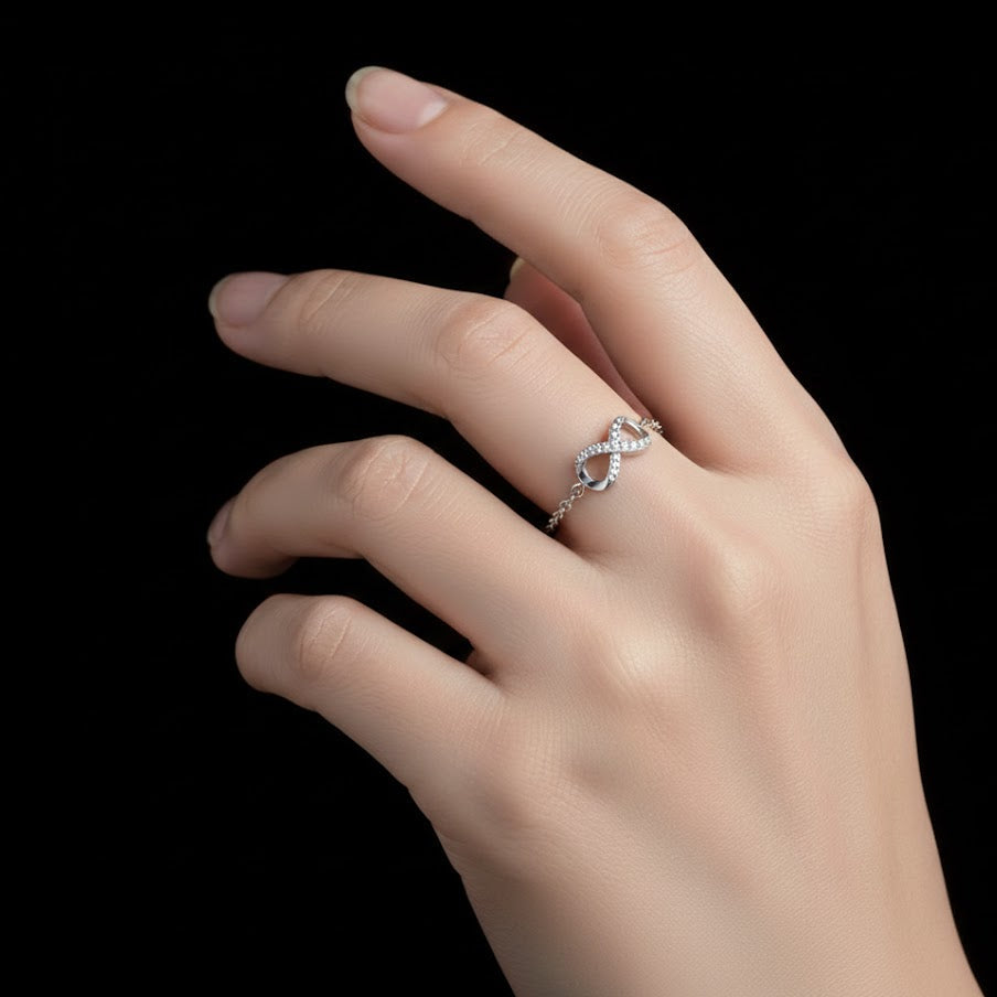 CAROVA Luxury - 925 Silber Kettenring – Verstellbar & Funkelnd